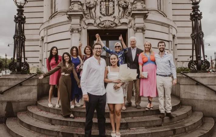 Couple in front of Lambeth Town Hall